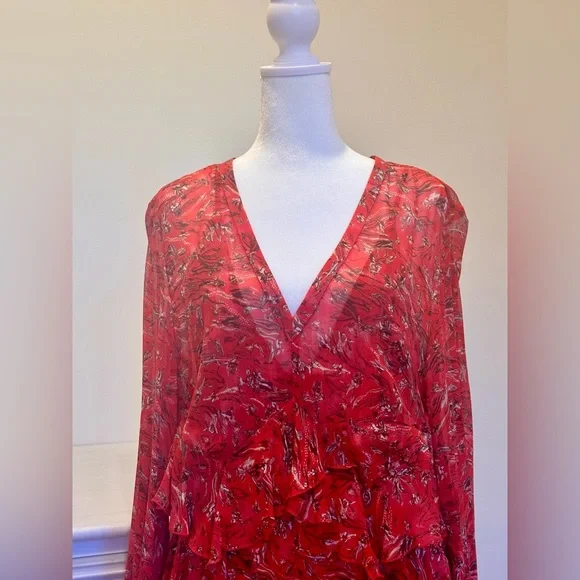 Iro Woman Beaumont Ruffled Floral-Print
Crepon Mini Dress Red - Picture 5 of 7